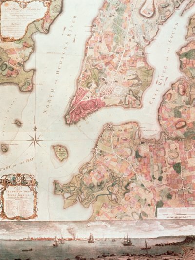 1766-67 年纽约地图（纸本水彩） 作者 美国学校