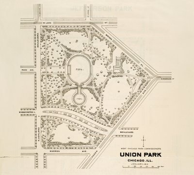 伊利诺伊州芝加哥市联合公园的地图 作者 美国学校