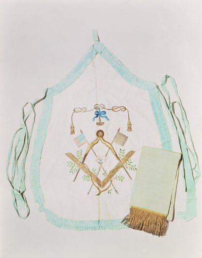共济会围裙和腰带，1770-1800（丝绸和金属线） 作者 美国学校