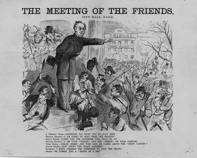 会议的朋友，市政厅公园，由纽约的HL Stephens出版，c.1863 作者 美国学校
