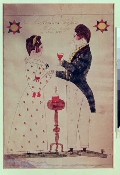 弗朗西斯·泰勒小姐和未婚夫，1831年（纸上写着） 作者 美国学校