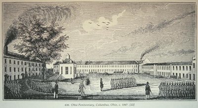 俄亥俄州监狱，俄亥俄州哥伦布市，约1847年（雕刻）。 作者 美国学校