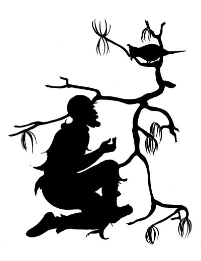 一套《鲁滨逊漂流记》剪影（平版）之一 作者 美国学校