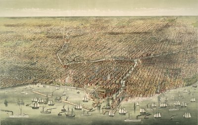 芝加哥市全景》，1892 年出版（彩色石版印刷）。1892 年（彩色印刷版） 作者 美国学校
