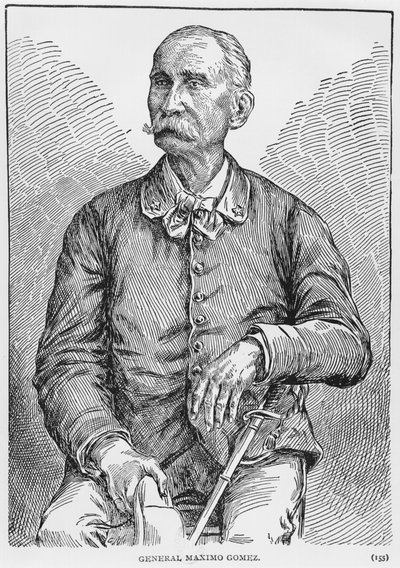 1898年出版的Murat Halstead的古巴故事Maximo Gomez将军（1836-1905）的肖像 作者 美国学校