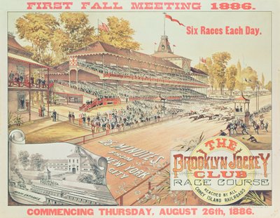 海报广告布鲁克林赛马会赛马场，1886年 作者 美国学校