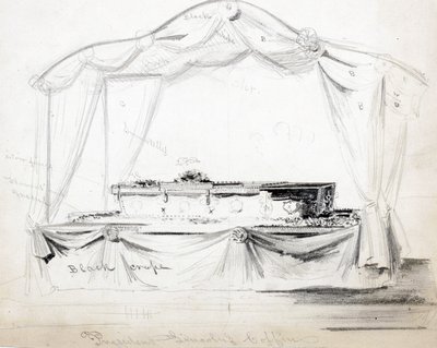 1865年4月，华盛顿特区白宫总统亚伯拉罕·林肯·科芬总统（铅笔，水墨在纸上） 作者 美国学校