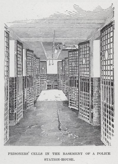 警察局地下室的囚室（石版画） 作者 美国学校