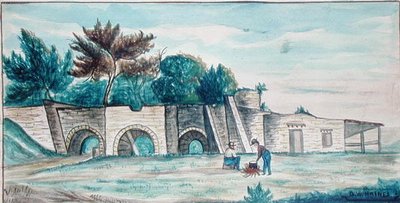 墨西哥强盗之桥（纸上水彩画） 作者 美国学校
