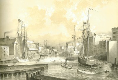 拉什街大桥，来自State Street的视图，来自芝加哥画报，由James W. Sheahan撰写的文学描述，由芝加哥Jevne＆Almini出版，1866-67 作者 美国学校