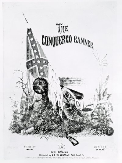 “The Conquered Banner”的乐谱封面，Moina的诗歌，La Hache的音乐，酒吧。作者：AE Blackmar，1862年 作者 美国学校