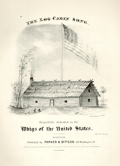The Log Cabin Song ...的乐谱封面，由Parker＆Ditson，Boston，1840出版 作者 美国学校