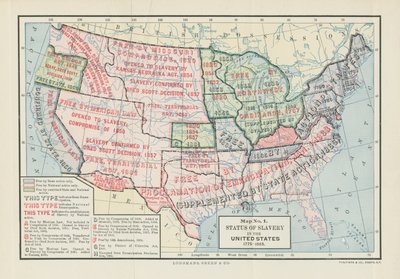 奴隶制在美国的地位，1775-1865，摘自伍德罗·威尔逊，1893年的“分裂与团聚，1829-1889” 作者 美国学校