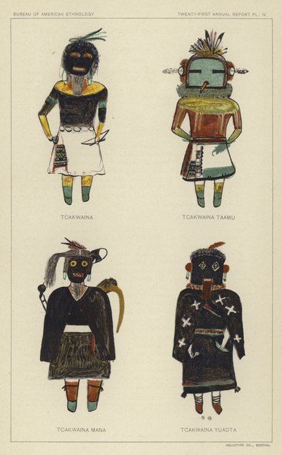 Tcakwaina, Tcakwaina Taamu, Tcakwaina Mana, Tcakwaina Yuadta (彩色石版印刷) 作者 美国学校