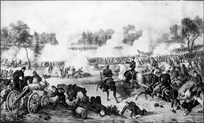 弗吉尼亚州的荒野之战，5月5日和1864年6月，酒吧。由Currier和Ives（雕刻）（捆绑照片） 作者 American School