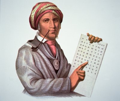 切罗基学者塞古亚(1776-1843)(彩色石印) 作者 美国学校