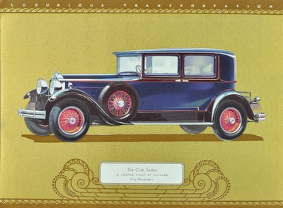 俱乐部轿车，帕卡德设计的定制八门轿车，1930 年出版（彩色石印版） 作者 美国学校