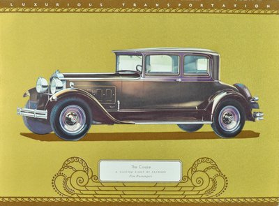 轿跑车，帕卡德（Packard）设计的定制八缸跑车，1930 年出版（彩色石版印刷）。 作者 美国学校