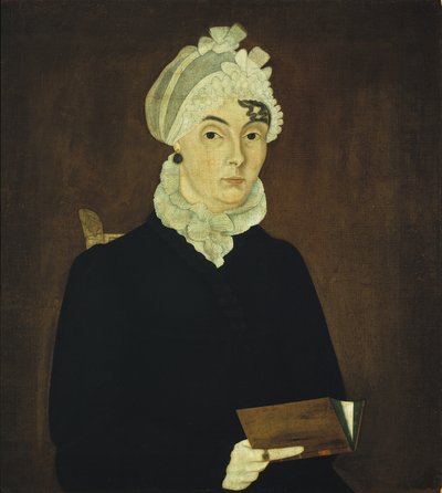 来自Hornell的女士，1810年（木板上的油） 作者 美国学校
