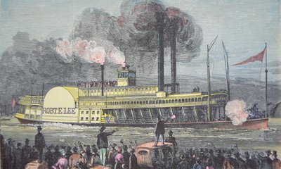 罗伯特-E-李号"，约1870年（彩色雕刻）。 作者 美国学校