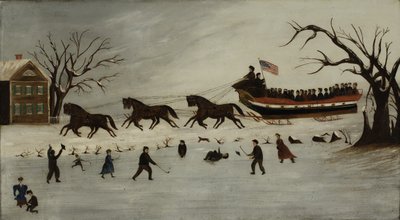 Suffragettes乘坐雪橇，1870-90 作者 美国学校