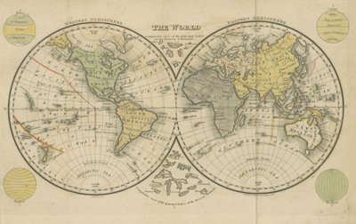 世界》，图片摘自《波士顿学校地图集》第 17 页。附基本地理和天文学等（第四版）[地图，附说明文字]。 作者 美国学校