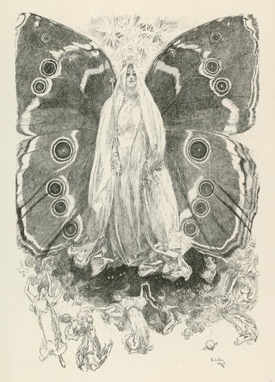 莎士比亚戏剧《仲夏夜之梦》中的人物泰坦尼娅（版画） 作者 美国学校