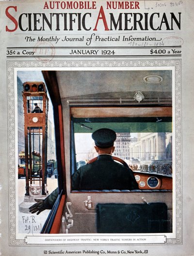 纽约的交通灯塔和交通控制--载于《科学美国人》，1924年1月 作者 美国学校
