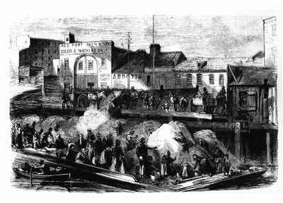 Vagrants选择破布从纽约海滩街垃圾场出售，1870年 作者 美国学校