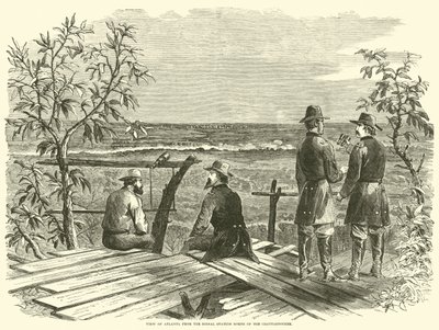 亚特兰大看法从Chattahoochee北部的信号驻地，1864年7月 作者 美国学校