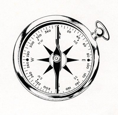 指南针的复古插图 作者 美国学校