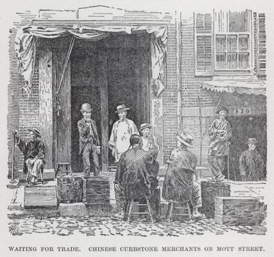 Waiting for Trade, Chinese Curbstone Merchants on Mott Street (litho) 作者 美国学校