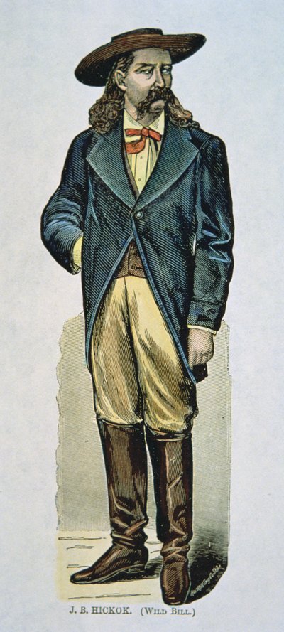 “野比尔”希科克（1837-76 年）（彩色木刻） 作者 美国学校