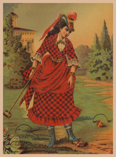 玩槌球的女子（chromolitho） 作者 美国学校