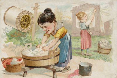洗衣服的妇女在庭院里 作者 美国学校