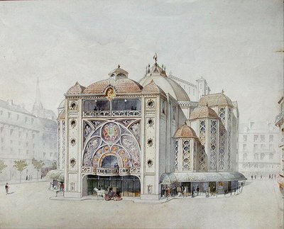 理想剧院的设计》（纸上水彩画） 作者 阿纳托莱·德·鲍多