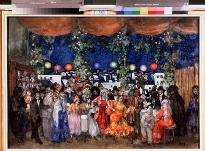 西班牙狂欢节》（Carnaval en Espagne）。Anatoli Afanasyevich Arapov（1876-1949 年）的绘画。纸盒包装，68.5 x 98.5 厘米 作者 阿纳托利·阿凡纳西耶维奇·阿拉波夫（Anatoly Afanasyevich Arapov）