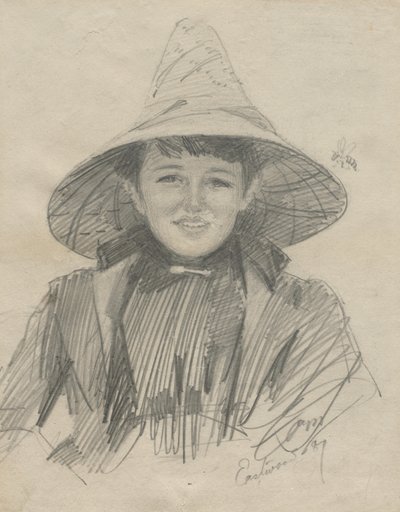 艾达·莱蒙（Ada Lymon）戴大帽子的女人，1887年。 作者 伦纳德·佐恩与众不同