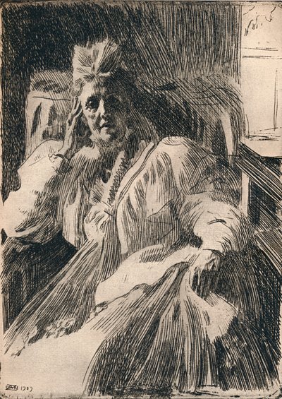 瑞典Dowagger女王的蚀刻，c1909年 作者 伦纳德·佐恩与众不同