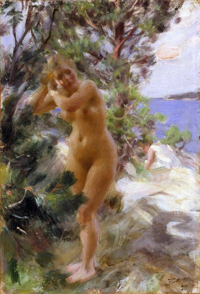 Apres le bain - 浴后 - Zorn, Anders Leonard (1860-1920) - 1895 - 布面油画 - 53,5x36,5 - Nationalmuseum Stockholm 作者 伦纳德·佐恩与众不同
