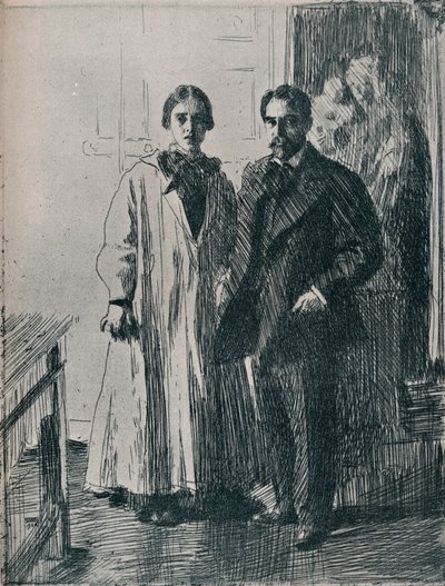 阿瑟顿·柯蒂斯夫妇（Anders Zorn）的蚀刻，c1880-1906，1906年 作者 伦纳德·佐恩与众不同