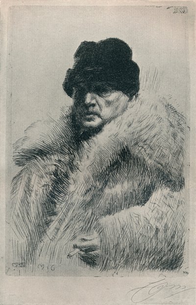 自画像，1916年 作者 伦纳德·佐恩与众不同