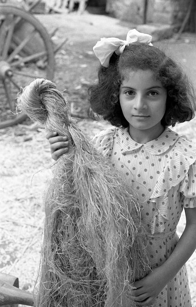 搓麻的女孩和一捆纤维 作者 