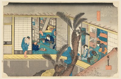 赤坂，旅馆内部，见《东海道五十三驿》（东海道五十三驿之月）。 作者 安藤广重