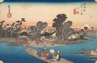 渡船渡过六国河，约1834年。, 约1834年。 作者 安藤广重