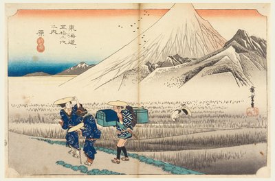 原，《拂晓的富士山》，载于《东海道五十三站》（东海道五十四站）。 作者 安藤广重