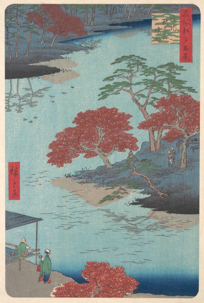 1857年蛇年8月，植芝的秋叶神社内，1857年蛇年8月。 作者 Ando Hiroshige