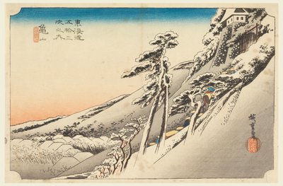 龟山，雪景，收录于《东海道五十三站图》。 作者 安藤广重