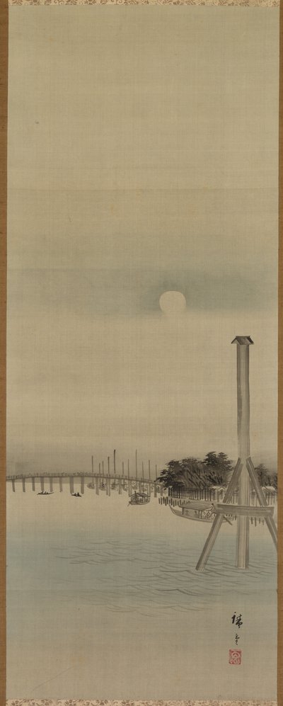 um田川的夜景，1800年代。 作者 安藤广重