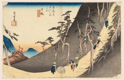 日坂，《东海道五十三站》中的杀人石 作者 安藤广重
